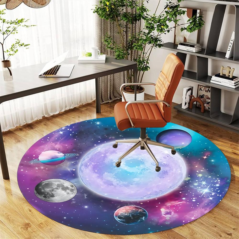 1pc space planets Round Chair mat Area Rug - Non-Slip, Floor Mat for Office, Bedroom, and Indoor Decor c1125084