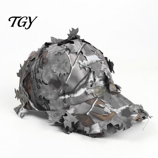 Tactical Gear Camouflage Hat 3D Leafy Cap, Hunting Hat, Adjustable Jungle Breathable Outdoor Cap Camo for Men, Turkey Hunting, Training Comfortable
