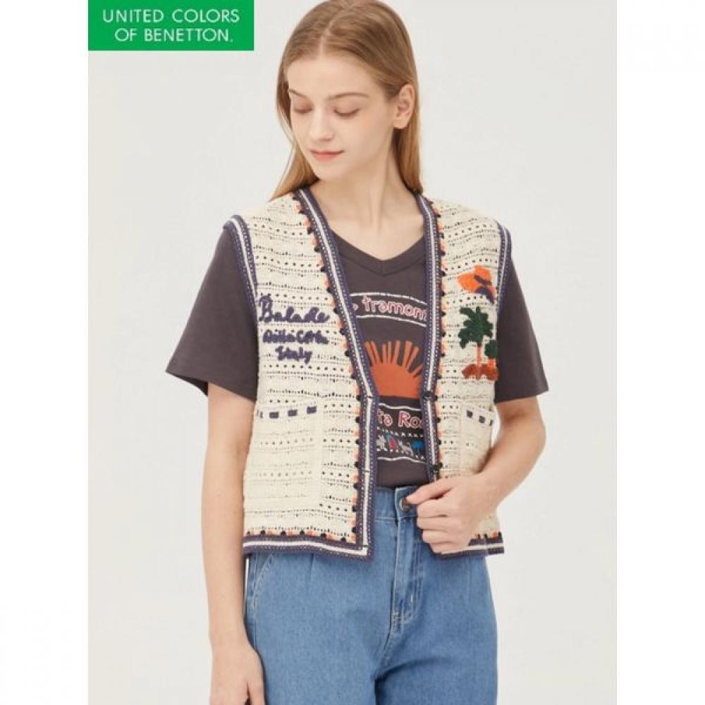 

Benetton Embroidered Knit Vest Bajpb5531 NY/OS