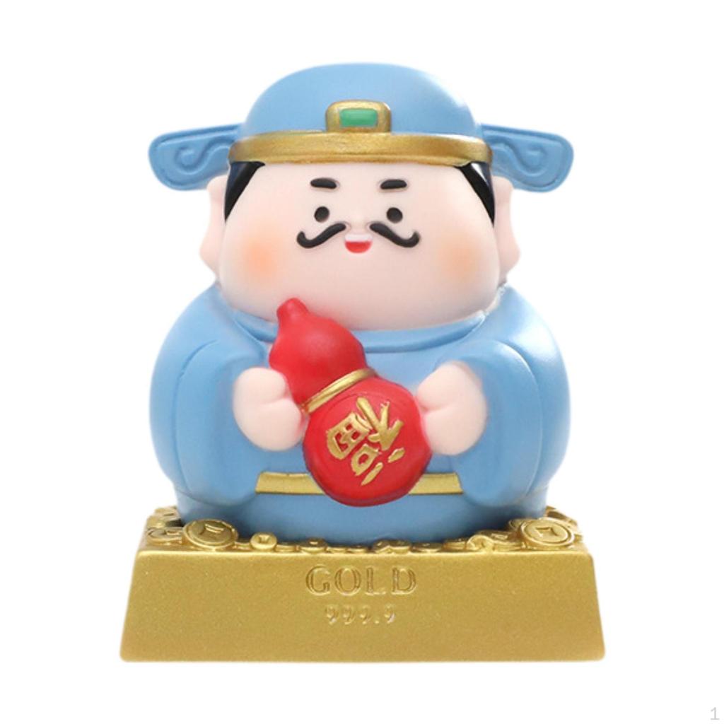 Chinese God of Wealth Statue Desk Ornament Art Crafts Decorative Miniature Sculpture Feng Shui