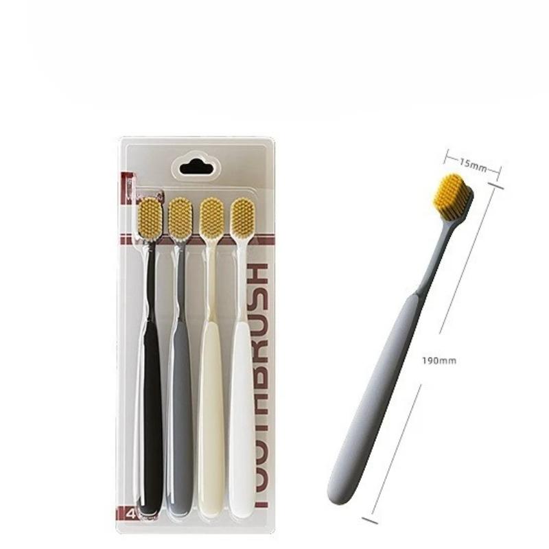 4Pcs/set Adults Soft Bristled Wide Toothbrush Cleaning Home Toothbrush for Couples Manual Toothbrush Accessories Simple Gingival