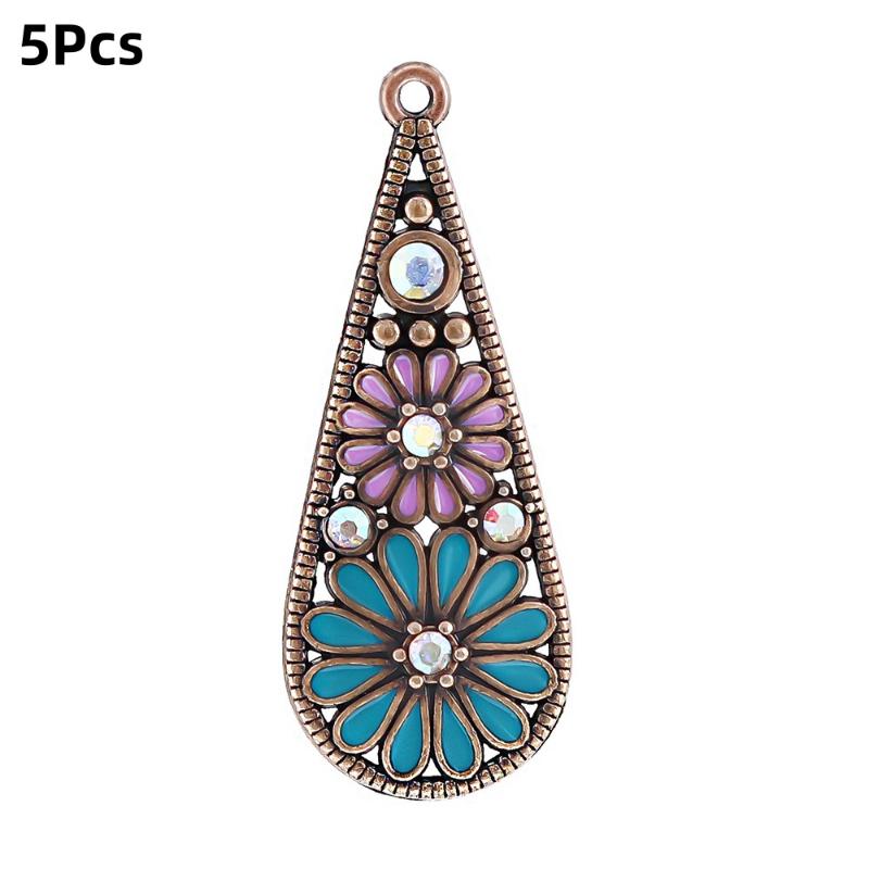 5Pcs Bohemia Enameling Teardrop Pendants For Women Diy Earrings Necklaces Pendants Charms Making Jewelry Accessories