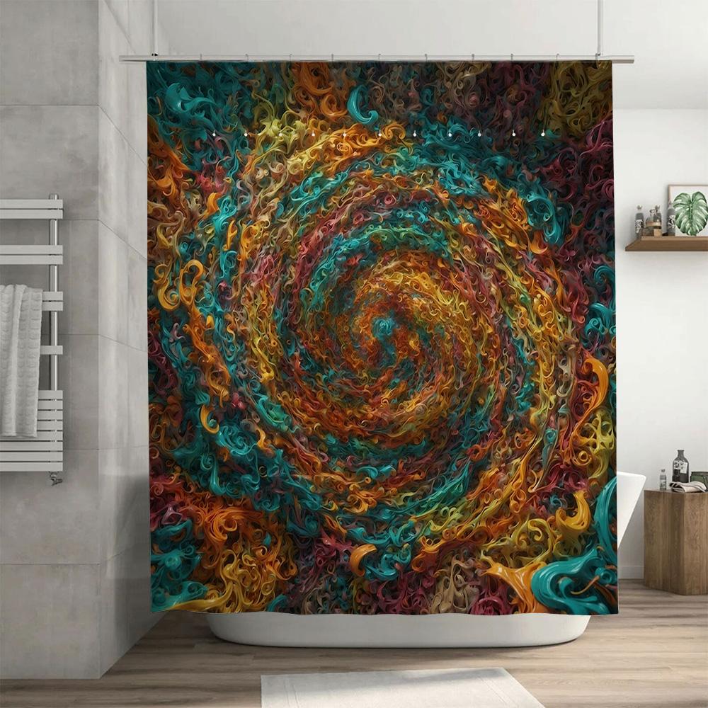 Colorful Swirl Bath Curtain with Vibrant Design for Bathroom Decorations 180 x 180cm Waterproof Shower Curtain from Home Garden