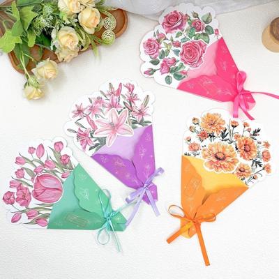 5 pièces Tulipes/Marguerites/Roses Cartes de Vœux Florales Motif Bouquet Carte d'Invitation Fête des Mères