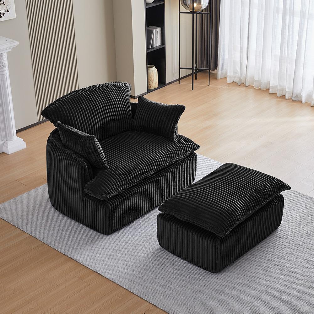 Soft single sofa with backrest and armrests, made of flannel and 30D high-resilience foam