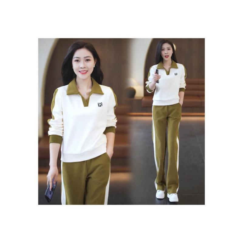 

Женский повседневный костюм-двойка на осень 2024: Свободный худи и спортивные штаны XL зелёный