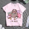Summer Boys and Girls Children's T-shirt Cute Cat Cat Novel Cartoon Print Primary School Short Sleeve Parent-child Clothing