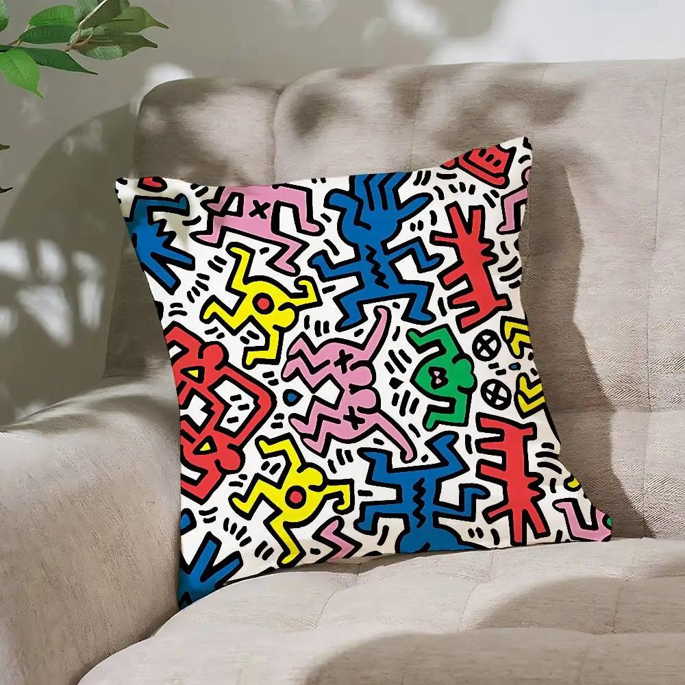 Art K-Keith-H-Haring Pillow Case Cushion Cover Soft Cute Throw Pillow Case For Car Sofa Pillowcase Polyester With Zipper