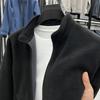 Autumn Winter Men's Polar Fleece Jacket Pure Color Warm Stand Collar Coat