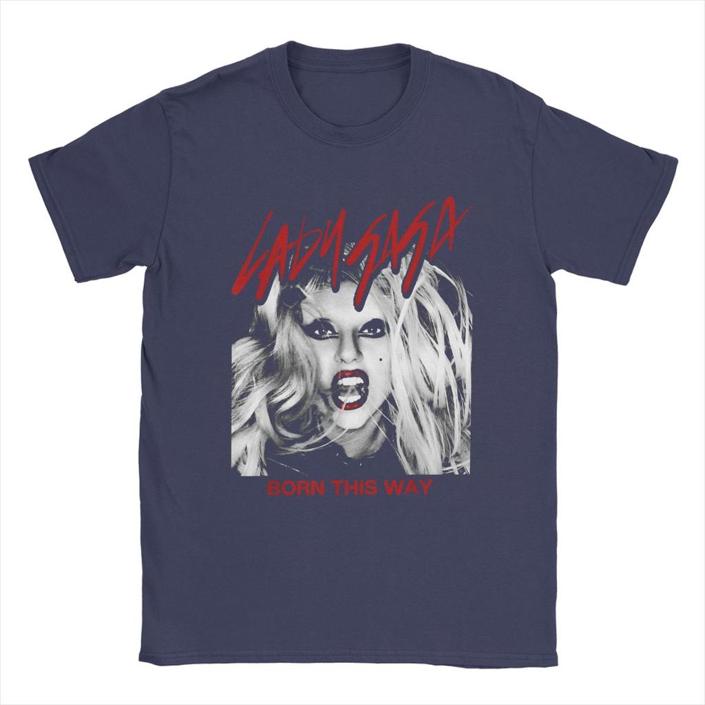 Mens Official Lady Born This Way T Shirt Singer Rock Gagas Cotton Merchandise Cool Short Sleeve Crew Neck Tees Adult TShirts