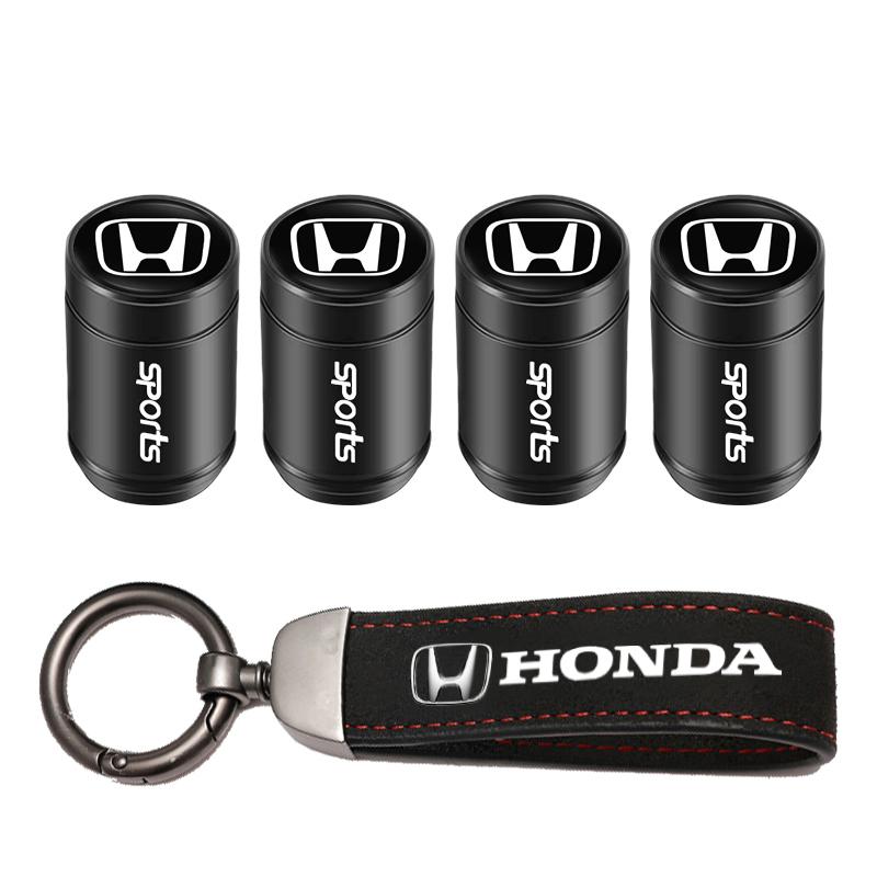 Car Tire Wheel Valve Caps Cover Suede Car Key Chain Ring Keychain For Honda Civic Fit Jazz Accord Pilot CRV Odyssey Passport HRV