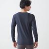 Belle Maison Long Sleeve Cotton Blend Warm Inner Night Size M Men's V-Neck Shirt, Hotcot, Navy,