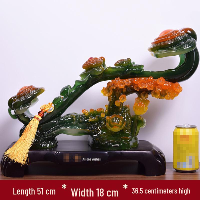 Yellow Jade Ruyi Ornament for Living Room or Wine Cabinet - Housewarming or Company Opening Gift