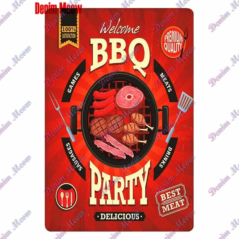 Pancarte Métallique Rétro pour Fête Barbecue Zone BBQ des Papas Temps de Grillade Affiche Décoration Murale pour Bar Pub Cuisine Maison WY
