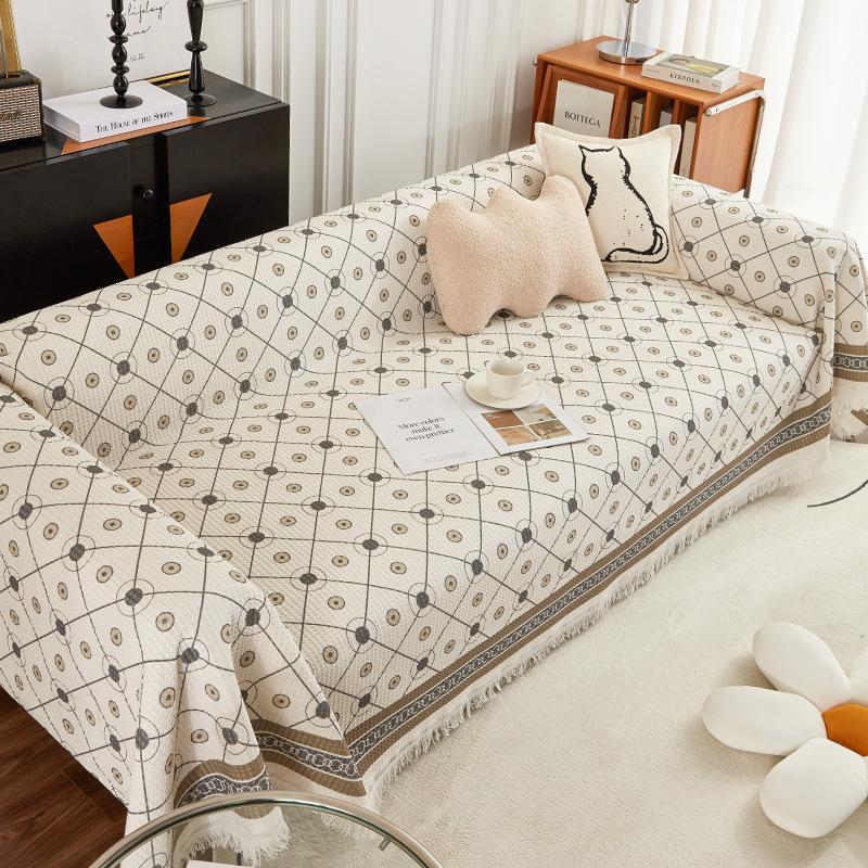 Waffle Sofa Cover Blanket Jacquard Non-slip Sofa Towel for Living Room Furniture Decor Tapestry Couch Cover Universal Sofa Towel
