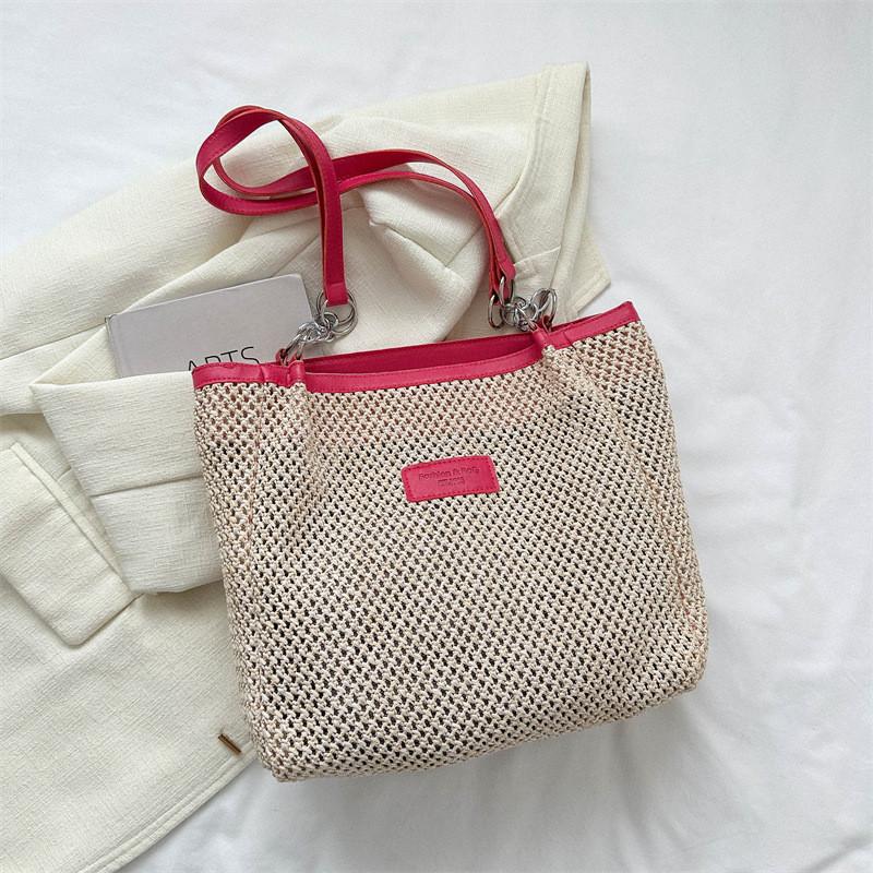 Chic Black Vintage Woven Shoulder Tote Bag For Women With Spacious Design Ideal For Daily Use