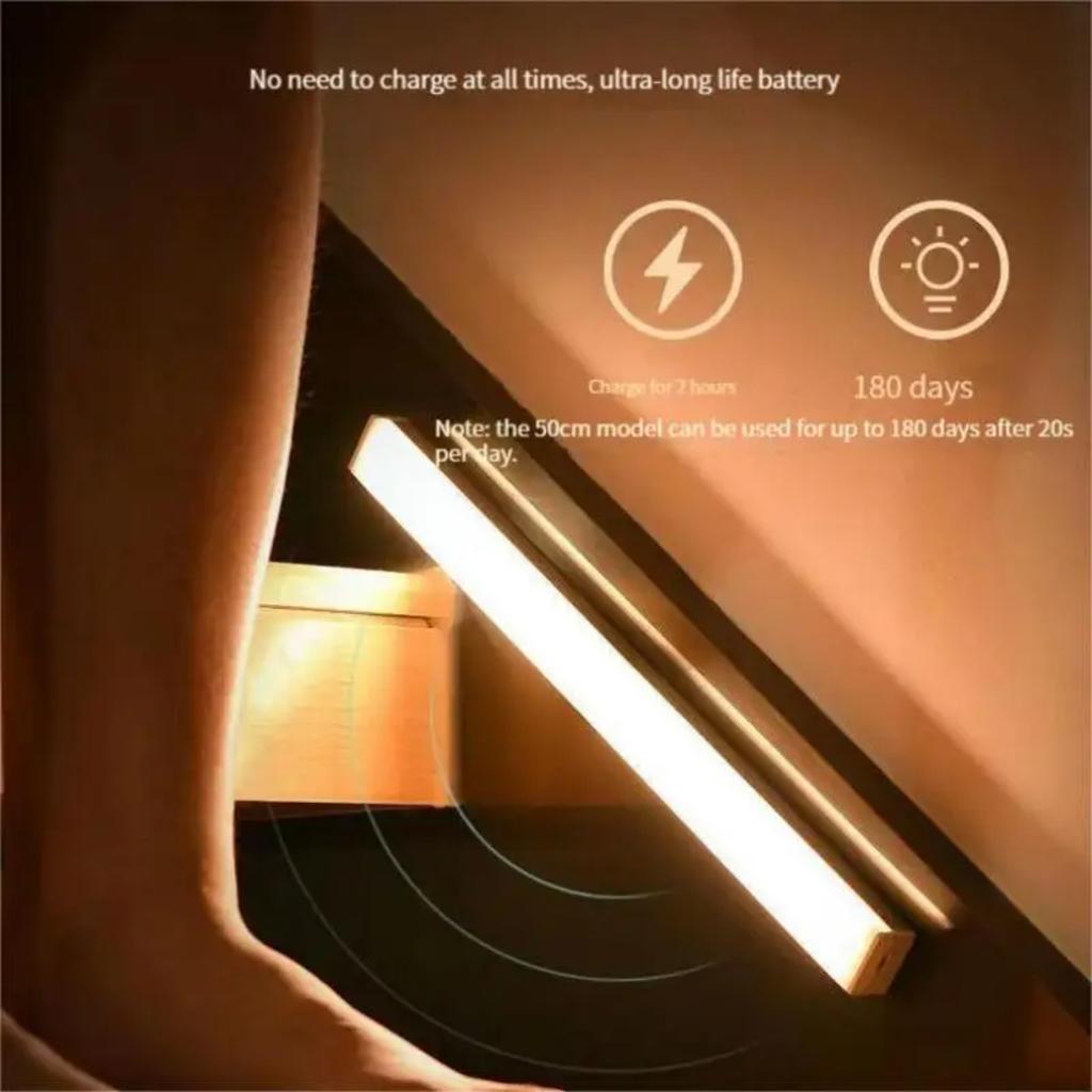 New LED Intelligent Wireless Long Strip Body Sensor Lighting Bedroom Night Light USB Charging Electromagnetic Suction Cabinet Li