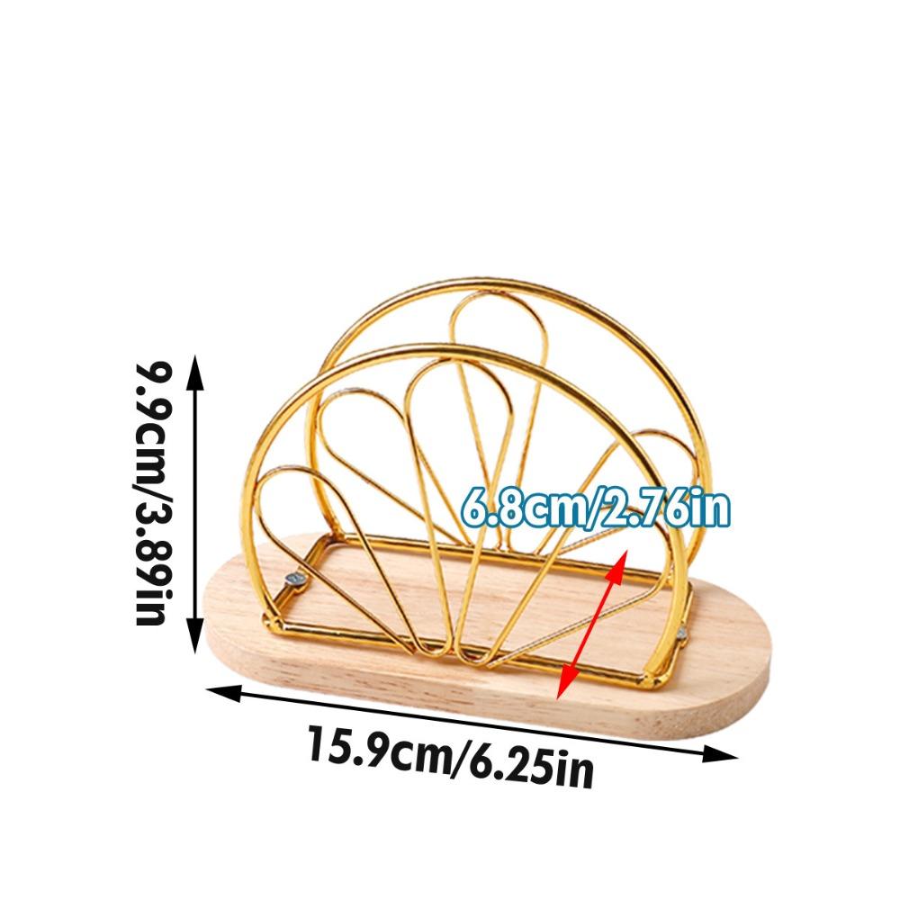 New Wood Base Iron Napkin Holder Modern Style Stable Countertop Napkin Organizer Paper Dispenser Rack Table Decoration