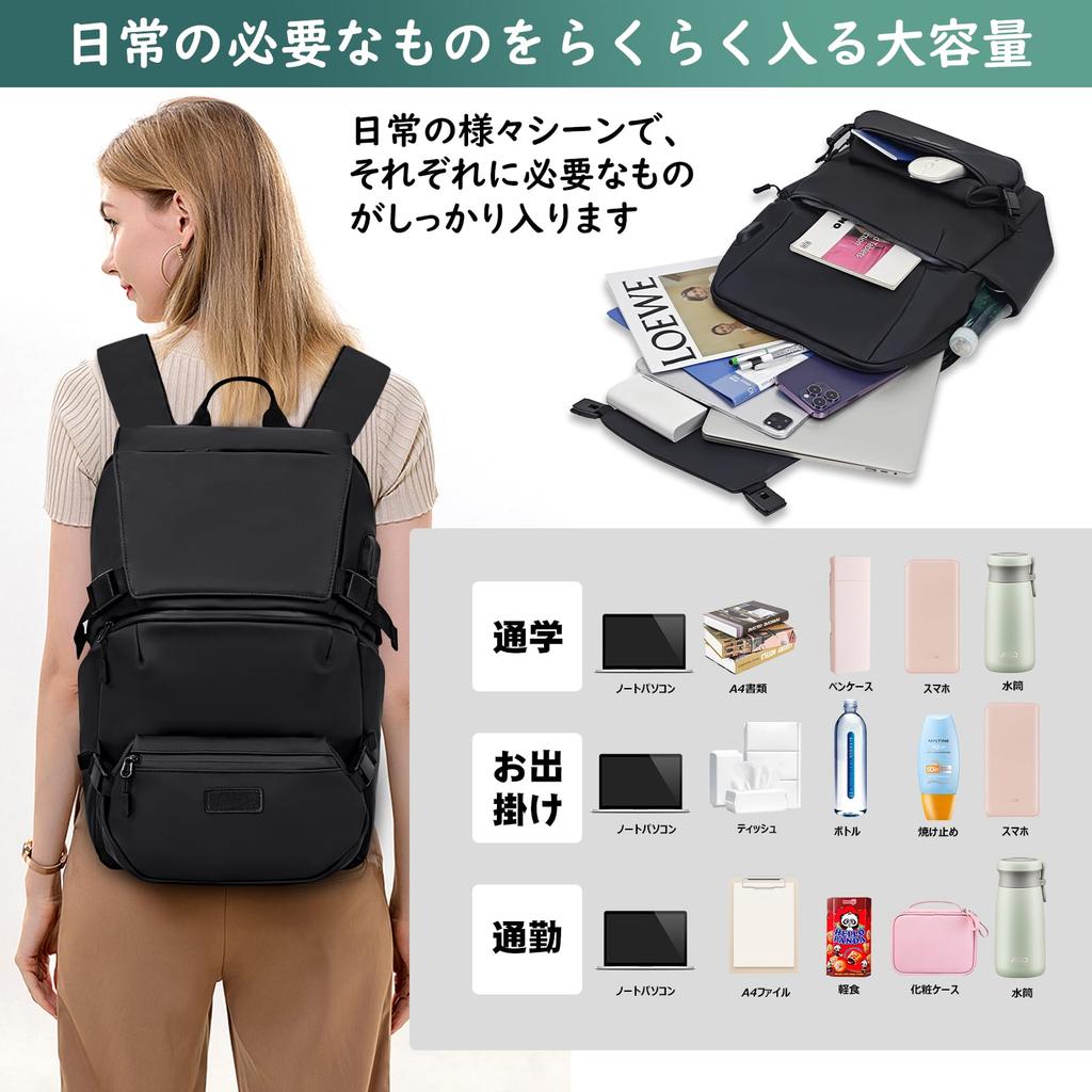 Overlay Large Fits and Includes 20L 18 Shoulder Strap USB Charging Perfect for and Business [lovvento] Women's Backpack, Capacity, 16-inch 15.6-inch