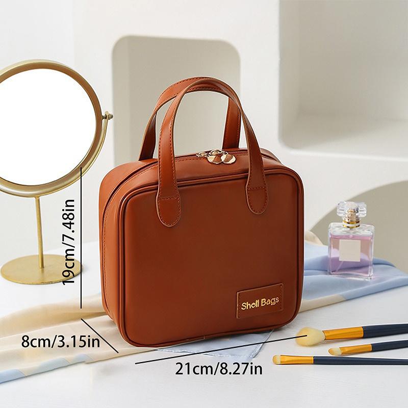 Borsa Porta Trucchi Pu da Viaggio Donna Pelle Borsa Cosmetica Portatile per Pernottamento Weekend Rossetto Profumo Beauty Pouch