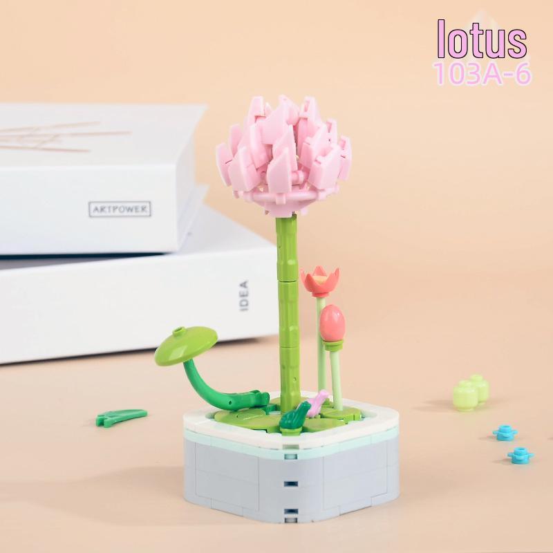 Educational Sunflower & Hibiscus Building Blocks Ornament - Teacher's Day Gift