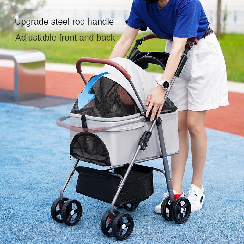 Pet Cart Dog Cat Lightweight Foldable Outdoor Pet Cart Small Dog Cart Detachable Carrying Basket