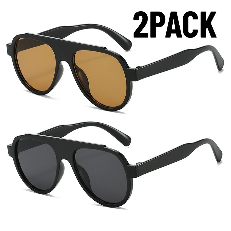 2PACK New Fashion Men Women Sunglasses Large Frame Retro Glasses Uv Protection for Outdoor Travel Eyewear Mountaineering Glasses