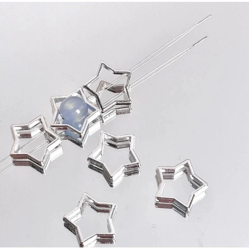 

Star Alloy Bead Ring Loose Bead Material Accessories DIY Bead Handmade Bracelet Necklace Accessories 5pcs серебряный