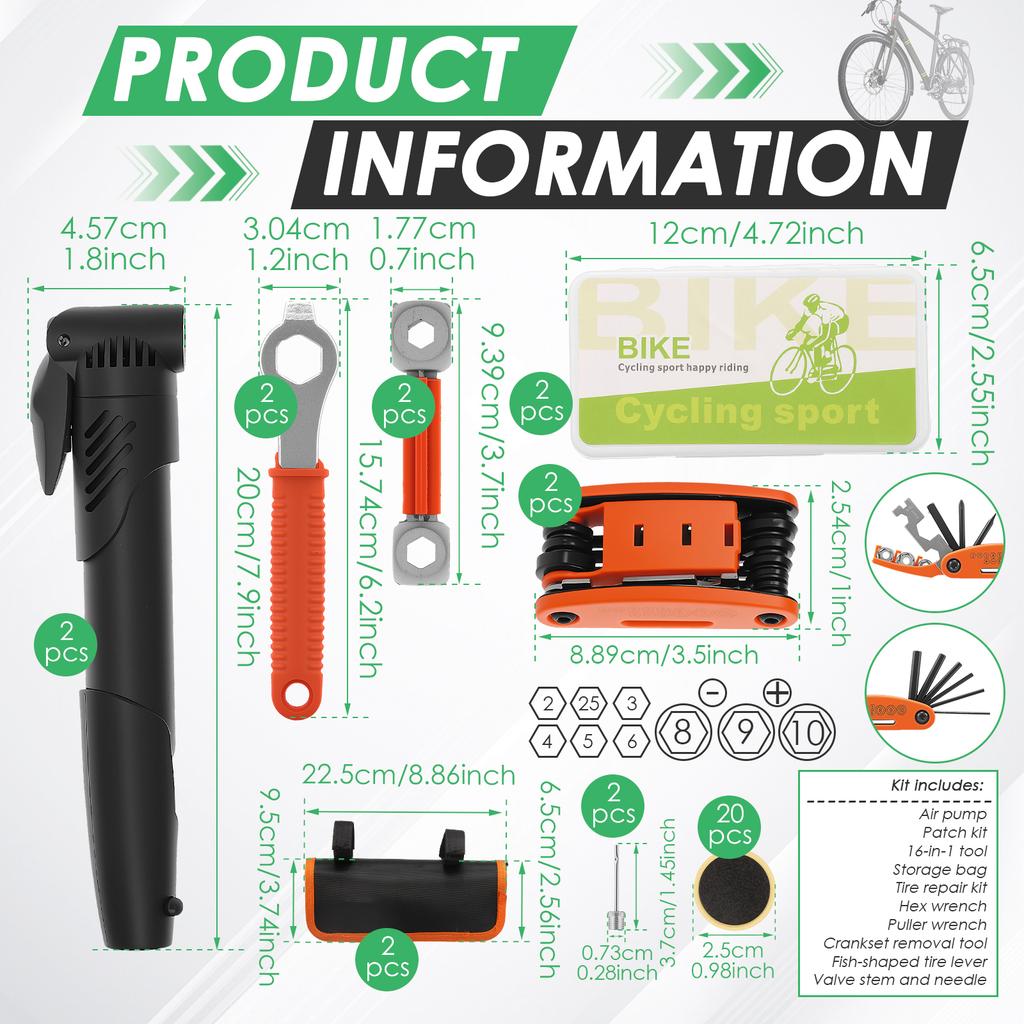 Bicycle Repair Bag Portable Tool Saddle Bag Pump Tire Patch Camping Travel Bike Maintenance Wrench Tool Essentials Safety Kit