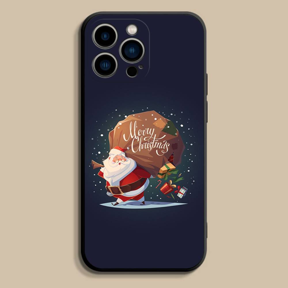 Christmas Santa Claus Phone Case For iPhone 17,16,15,14,13,12,Pro,Max,Plus,E,SE4,Air,Mini Black Soft Cover