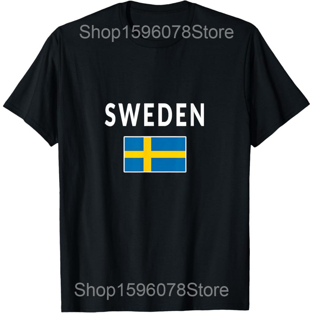 Funny Sweden Gift Flag Sverige Vintage Swedish T Shirts Men Cotton Humor Streetwear Tee Shirt Short Sleeve Unisex Loose Clothing