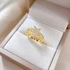 New Gold Plated Stainless Steel Pentagram Ring for Women's Adjustable Size Knuckle Ring Fashion Jewelry Accessory Chushi