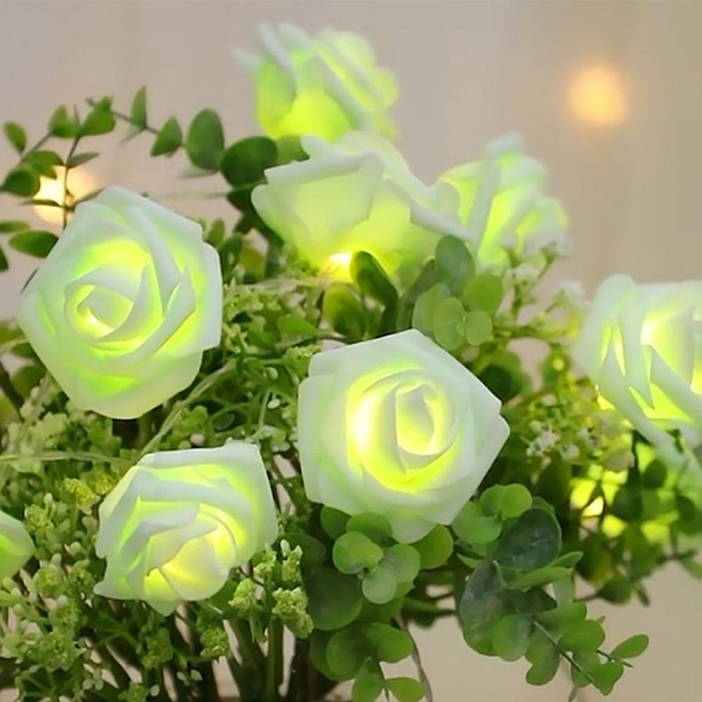 Romantic LED Rose String Lights 1.5/3 M Flower Garland Rose Flower Lights 10/20 LED Warm White Fairy Lights Bedroom Decor