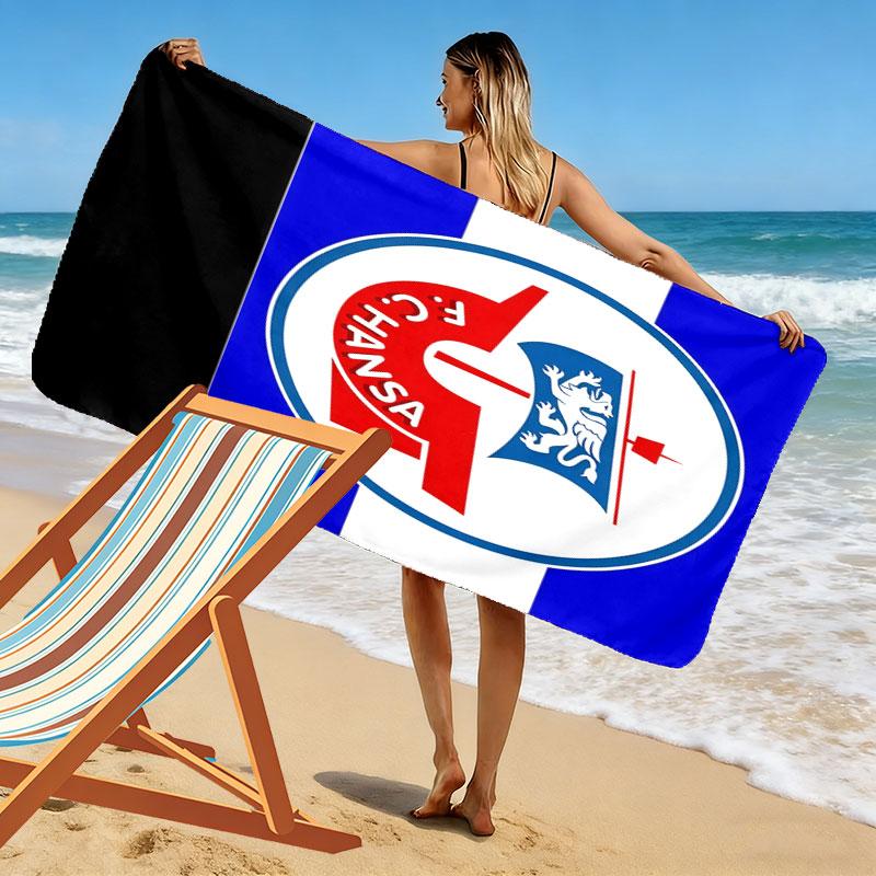 Asciugamano da Spiaggia Stampato FC Hansa Rostock, Asciugamano Grande Morbido Asciugatura Rapida per Spiaggia Campeggio Nuoto