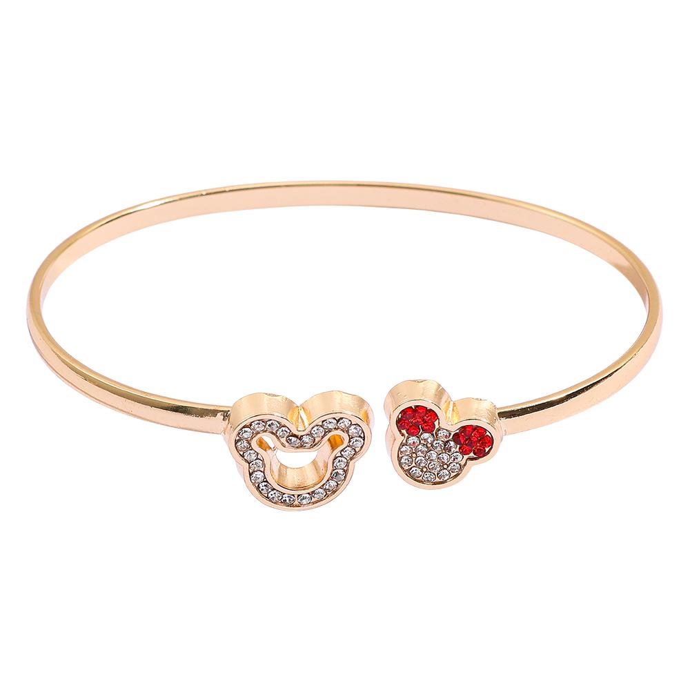 Mickey Mouse Luxury Gold Color Bangles For Women Fashion Cubic Zirconia Bracelets Party Jewlery Accessories Gift