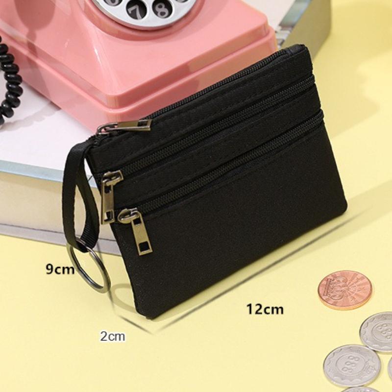 Mini borsa portamonete in tela con cerniera semplice per bambini, tasca porta soldi, colore solido, portachiavi, donna, uomo, portafoglio carino, mini borsa