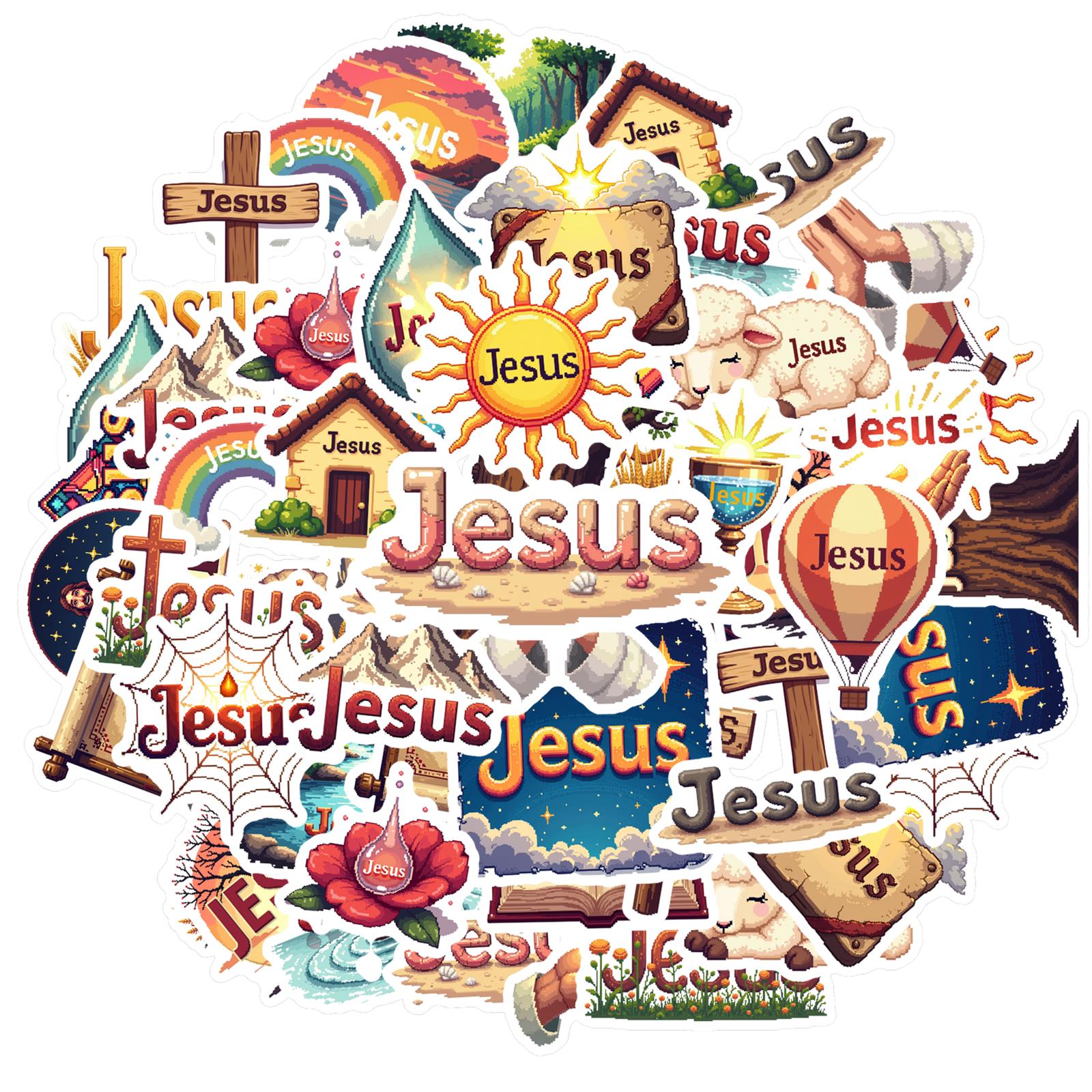 

35pcs-70pcs Spirituality Stickers Iconic Jesus Teacher Reward Stickers Religious Stickers For Notebook Luggage Mobile