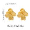 Women European American Fashion 3D Flower Stud Earrings Senior Sense Metal Stripe Ear Jewelry For Women