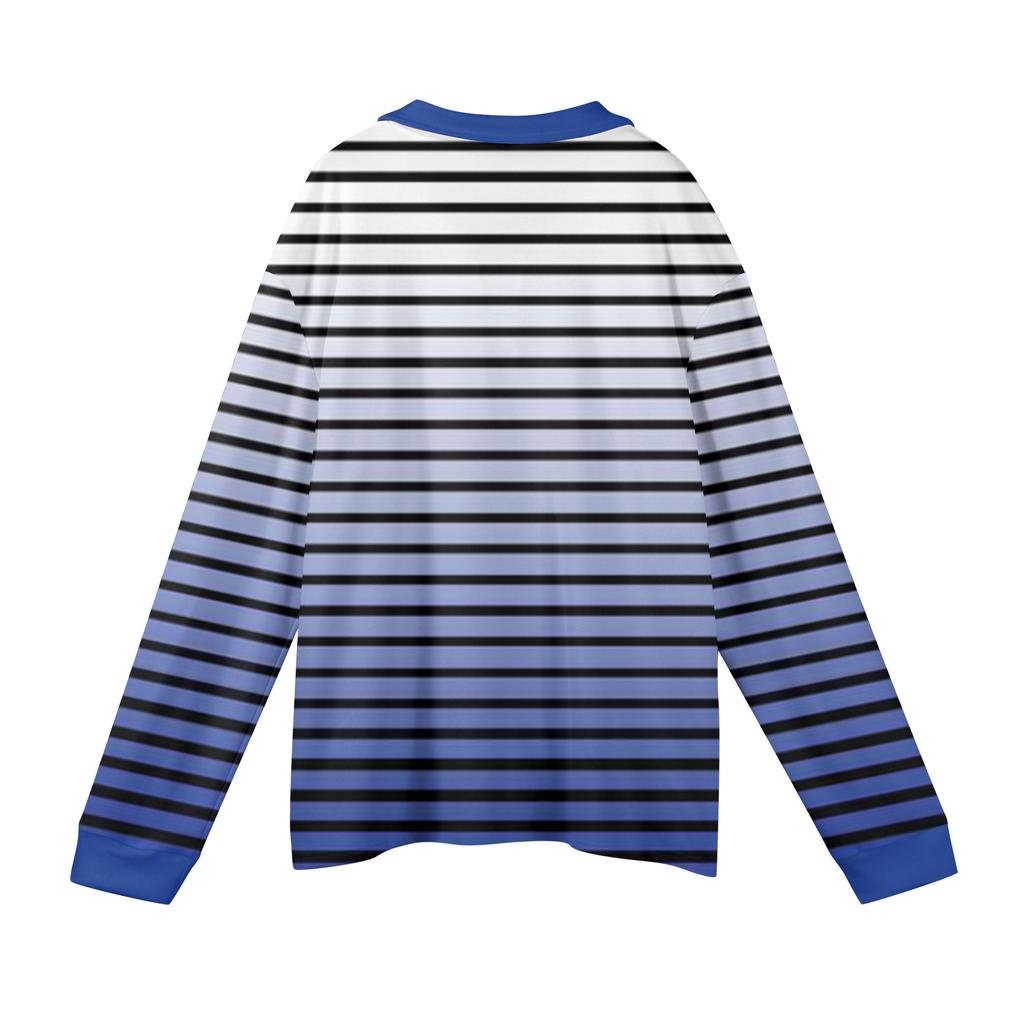 Men's Casual Striped Print Button-Up Long-Sleeve Tops