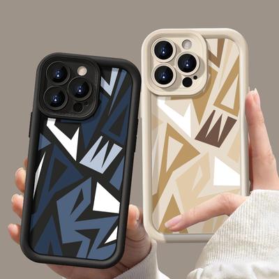 Pro iPhone 16 Pro Max 15 Pro 14 Plus 13 12 11 XS XR 8 7 Pouzdro Skořepina Geometrický Potisk TPU Měkké Nárazuvzdorné Matné Kryt Telefonu