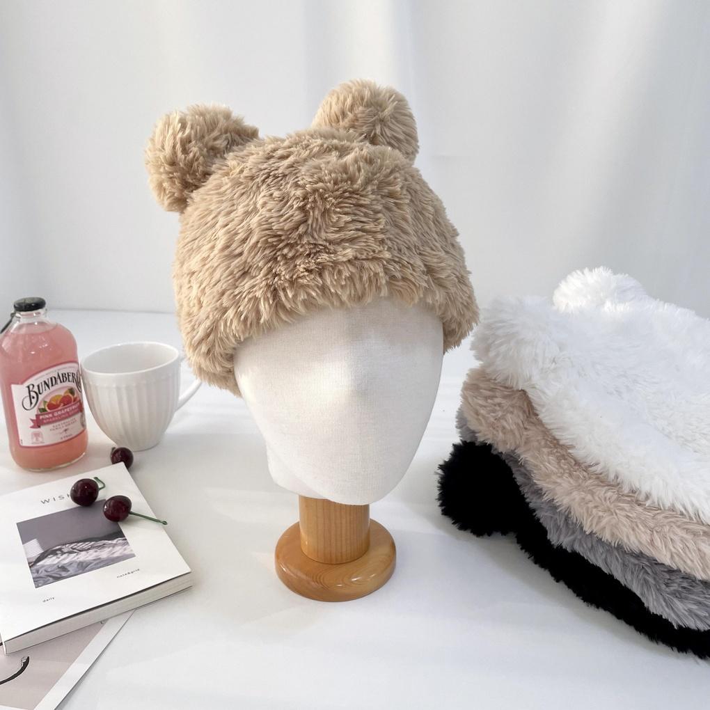 Women's and Men's Couple Daily Teddy Bear Fur Beanie Hat