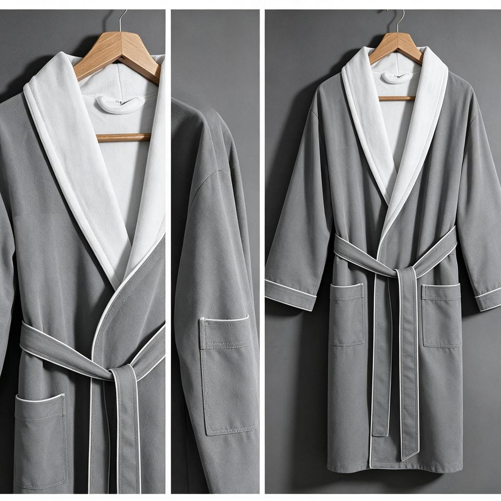 Unisex Cotton Hotel Bath Robe,Soft Absorbent Adult Bath Gown For Hotel Homestay Home All‑Season Use