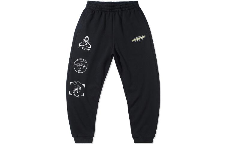 Li Ning CF Knitted Sweatpants Men s Black Moderate Straight Fit Pants AKLR377-1 S