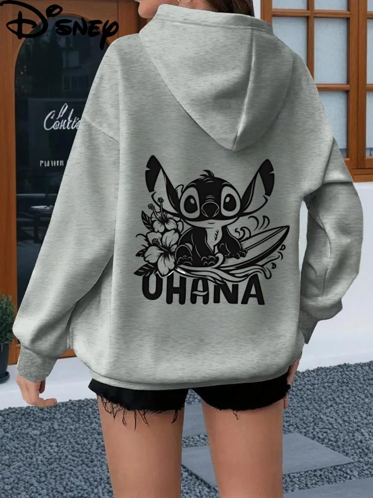Disney Women's Pure Cotton Sweatshirt Hooded Sweatshirt Fashion Casual Pants Unique Print Plus Size Streetwear Hip-Hop Style