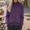Women's Stand Collar Cardigans Loose Button Down Knitted Warm  Long Sleeve Cozy Casual Sweater Coat