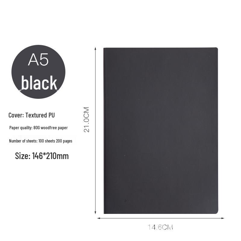 Multi-Color A5 Business Gift Notebook with Customizable Soft Leather Cover and Logo. A5 чёрный
