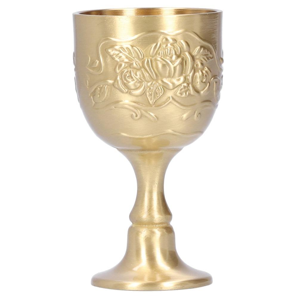 Brass Brass Goblet Embossed Rose Small Goblet Goblets & Chalices Wine Goblet  Bar Use