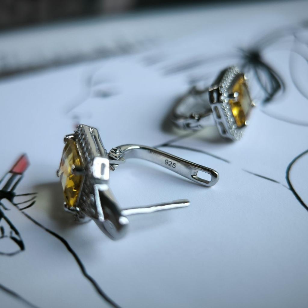 Silver Earrings with Nano Citrine (2189923)