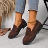 Plus Size 2026 British Style Women's Suede Loafers - Thick Sole, Flat Slip-on, Comfortable & Versatile Casual Shoes
