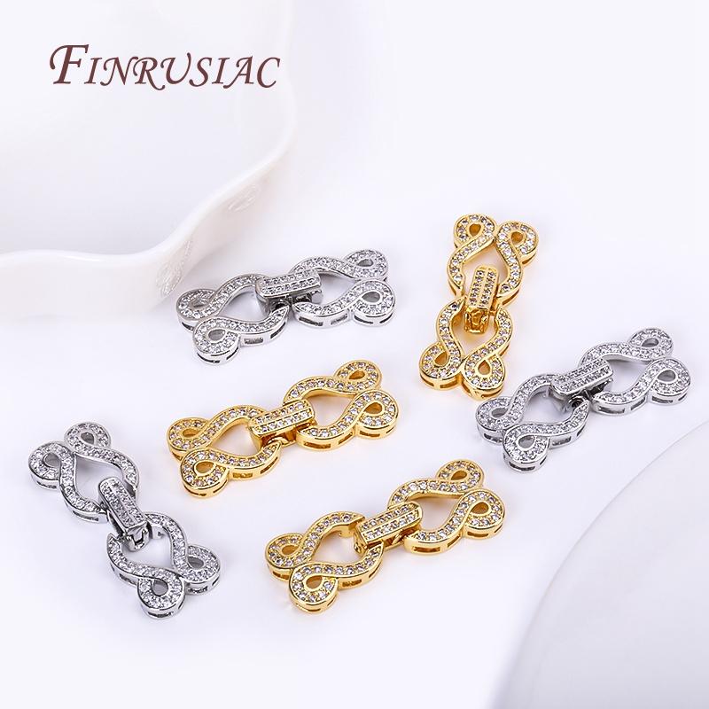 18K Gold Plated Inlaid Zircon Closure Fasteners Lock Clasps Accessories,Handmade Decorative Connector Pearls Clasps Supplies